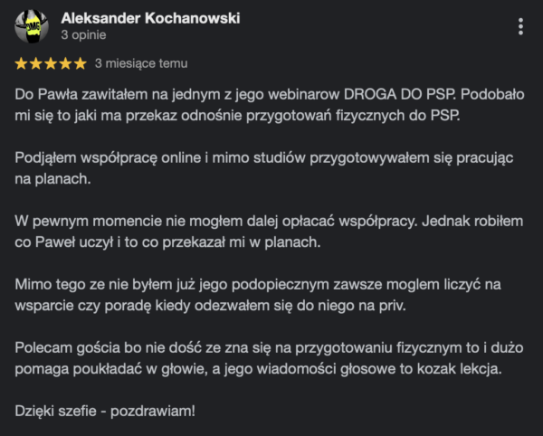 Droga do PSP - Jak zdobędziesz maks punktów trenując w pojedynkę? WEBINAR NA ŻYWO 19 WRZEŚNIA godz. 20:30